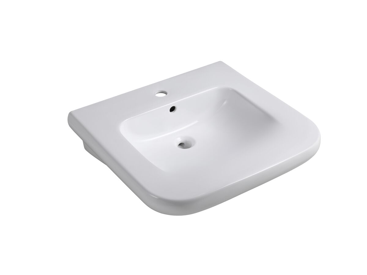 Wolfen Wall Basin Only 600 x 555mm Overflow 1 Taphole White