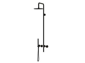 Milli Pure Progressive Shower Mixer Tap Column System with Hand Shower 250mm Right Hand and Diamond Textured Handles Matte Black (3 Star)