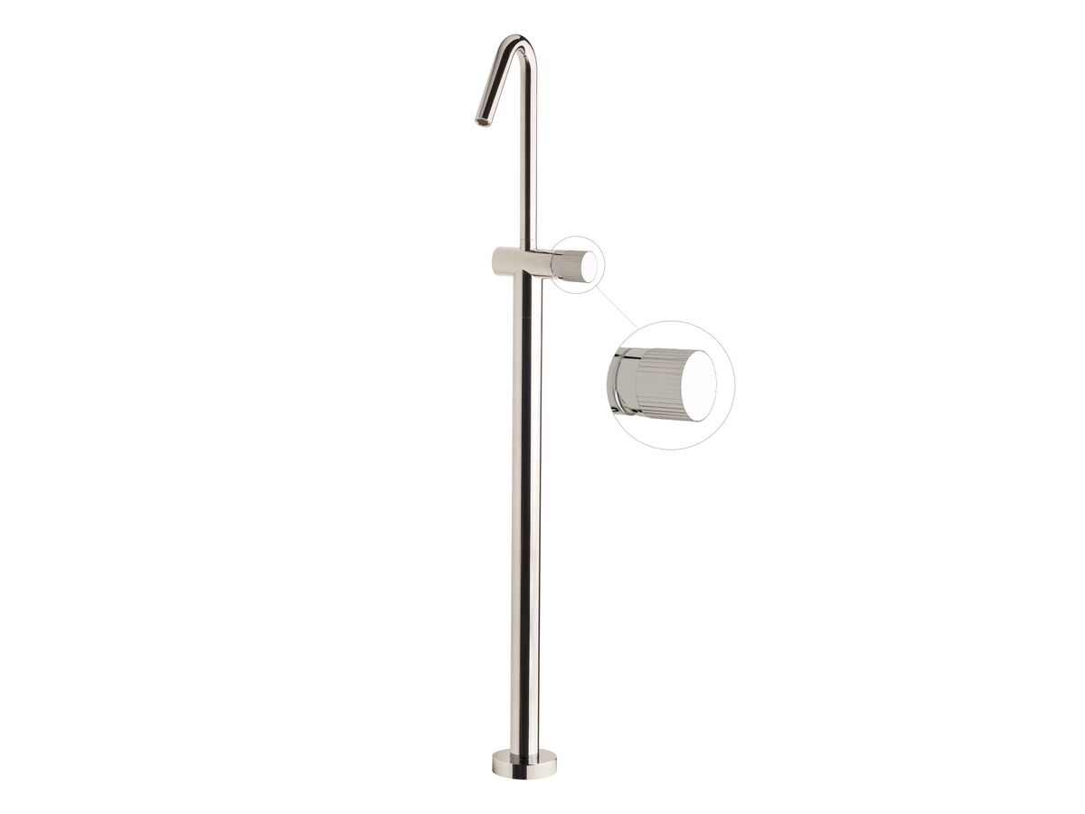 Milli Pure Floor Mounted Bath Mixer Tap with Linear Textured Handle Trimset Chrome