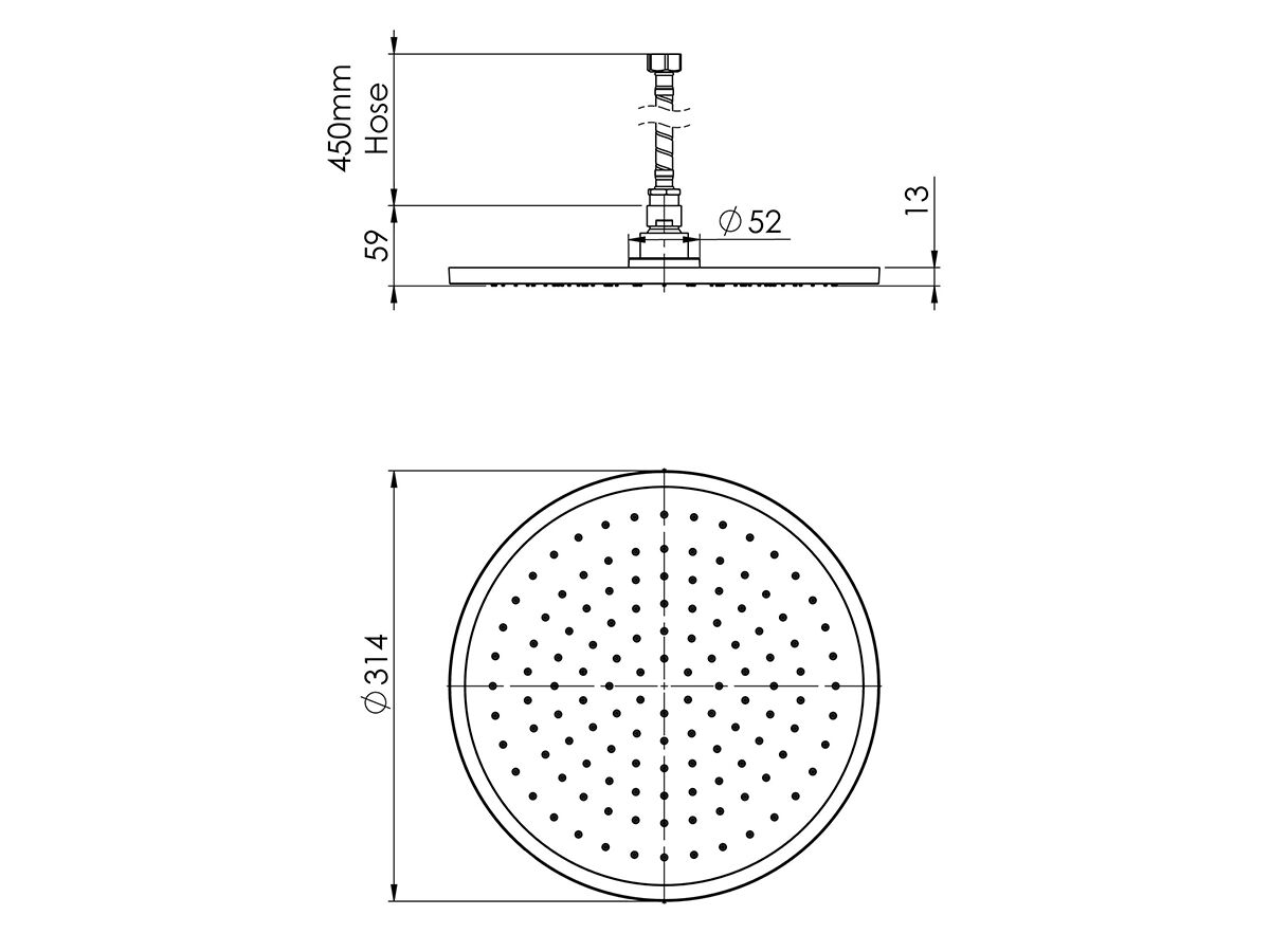 Vivid Slimline Flush Mount Ceiling Shower 300mm Round Chrome (3 Star)