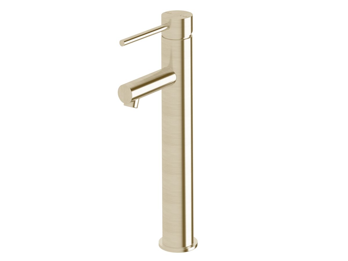 Scala Extended Basin Mixer Tap with 100mm Extension Pin LUX PVD Brushed Platinum Gold (5 Star)