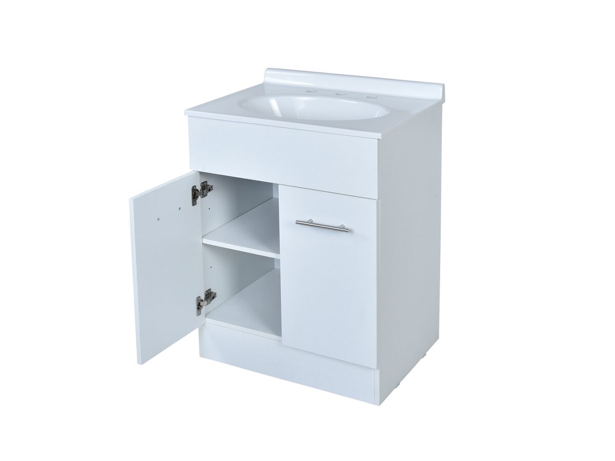 Base 2 Door Vanity Unit with Kick 3 Tapholes 610mm White