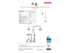 Specification Sheet - Milli Monument Edit Exposed Twin Telephone Shower Set Lever Porcelain Handles Brass Gold (3 Star)