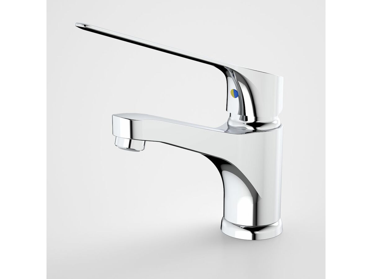 Caroma Skandic Care Basin Mixer Tap 150mm Outlet Warm / Cold Indicators Chrome (5 Star)