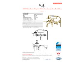 Specification Sheet - Milli Voir Wall Mounted Telephone Bath Set Lever Handles Brass Gold (3 Star)