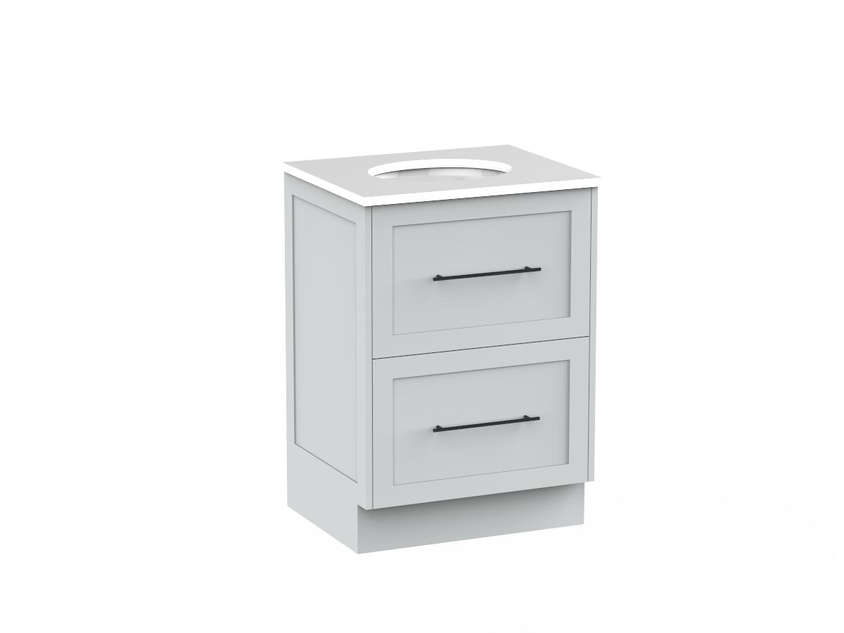 Kado Lux 600mm Vanity Unit with Kick Caesarstone Centre Bowl 2 Drawers (No Basin)