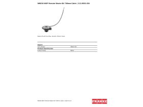 Specification Sheet - Franke WK034 Remote Waste Kit with 700mm Cable