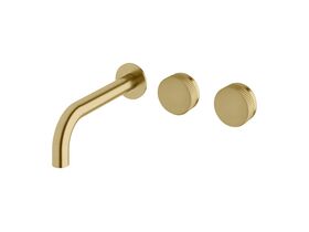 Milli Pure Wall Basin Hostess System 200mm Right Hand with Linear Textured Handles PVD Brushed Gold (3 Star)