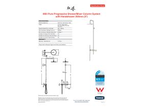 Specification Sheet - Milli Pure Progressive Shower Mixer Tap Column System with Handshower 250mm Right Hand