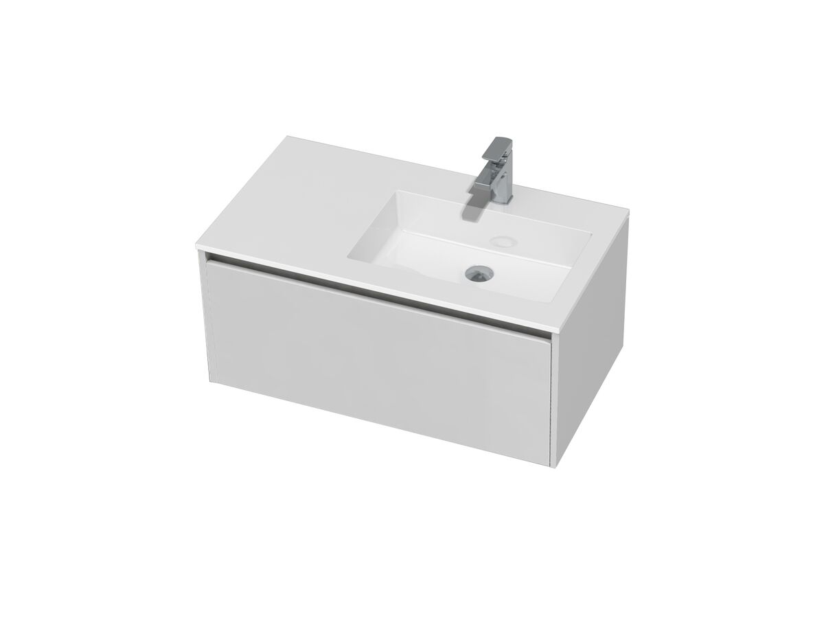 Kayla Wall Hung Vanity Unit 900 Integrated Right Hand Basin 1 Drawer White