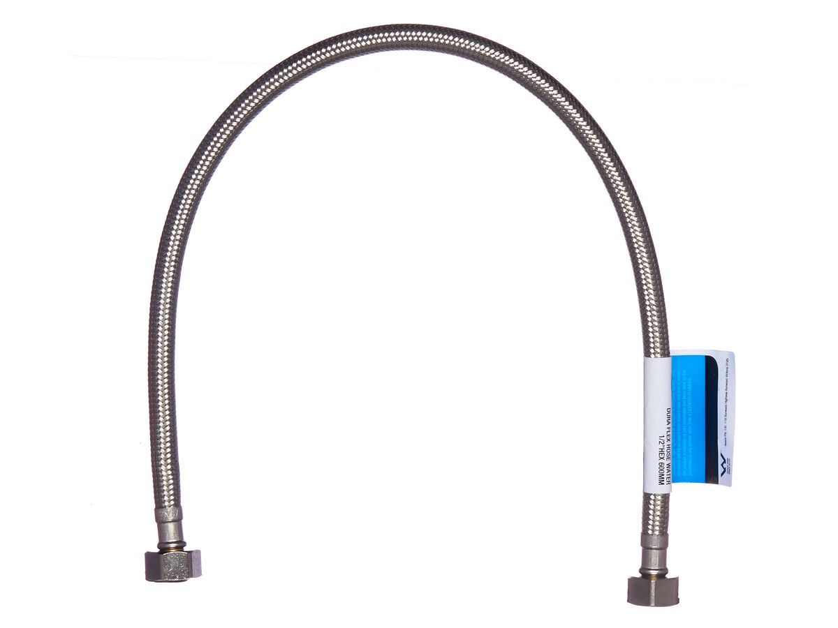 Dura Flexible Hose Water 1/2" Hex 600mm