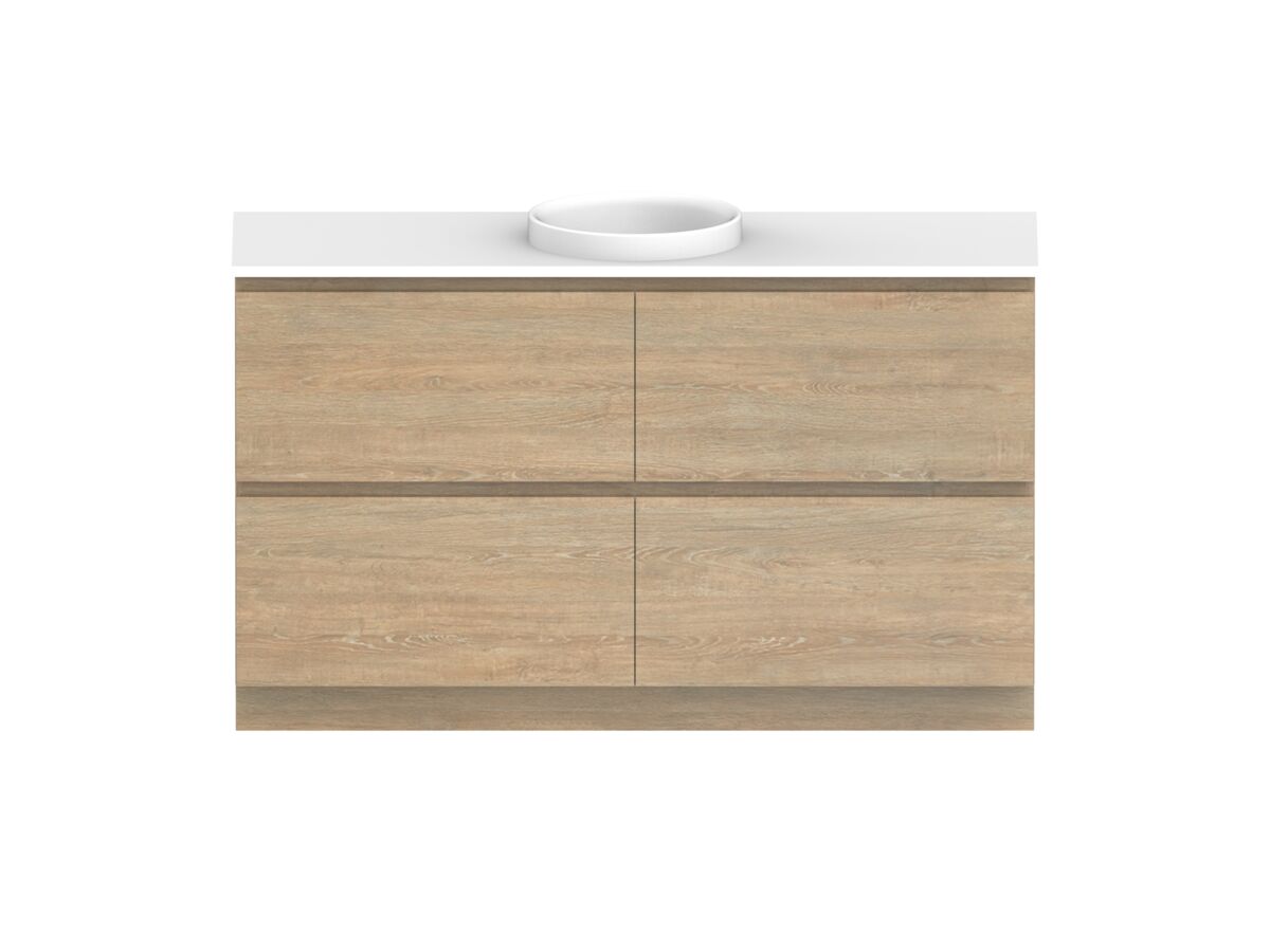 Posh Domaine Plus All-Drawer Twin 1500mm Floor Mounted Vanity Unit Single Bowl Caesarstone Top (No Basin)