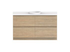 Posh Domaine Plus All-Drawer Twin 1500mm Floor Mounted Vanity Unit Single Bowl Caesarstone Top (No Basin)