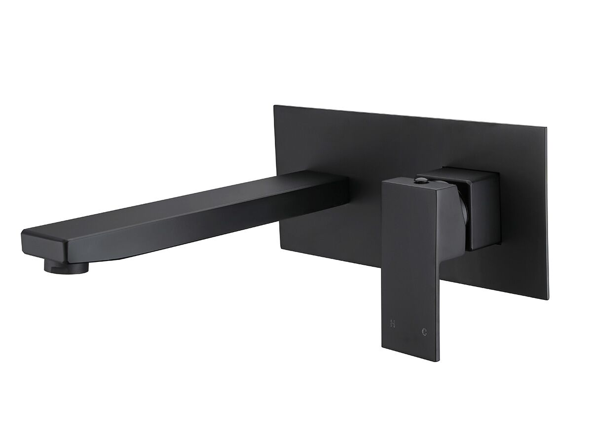 Mizu Bloc Wall Basin / Bath Mixer Set Matte Black