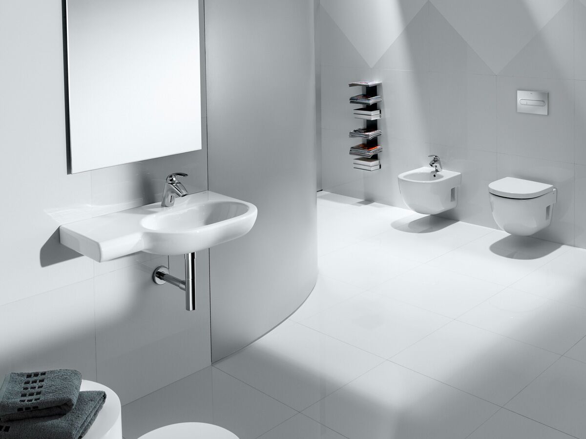 Roca Meridian Wall Basin & Fixing Kit Right Hand Bowl with No Overflow