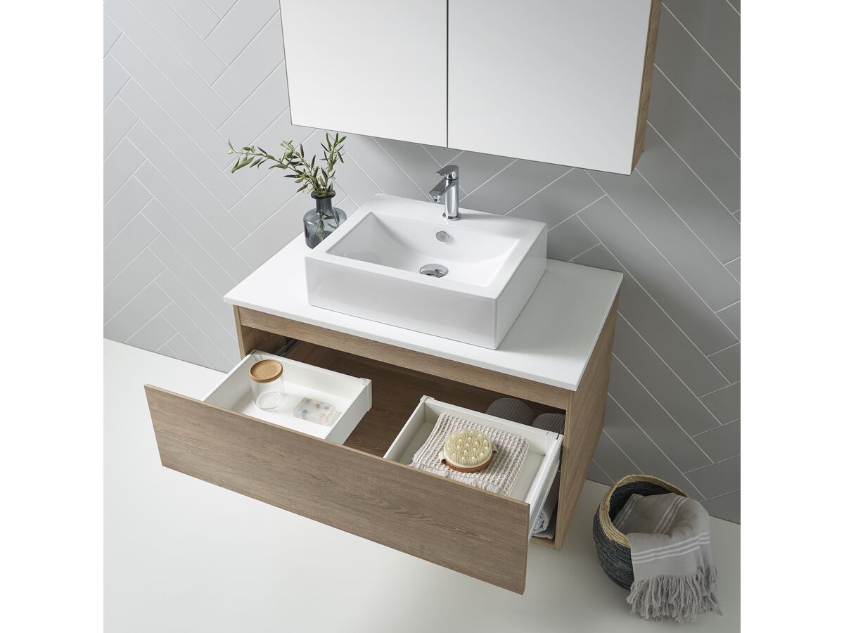 Posh Domaine Plus 600mm Wall Hung Vanity Unit AllDrawer Open Shelf Friday Top (no basin) from Reece