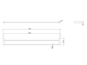 Mizu Bloc Double Towel Rail 900mm Chrome