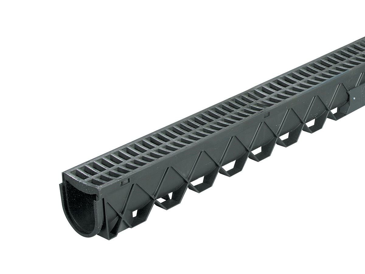 3mtr Storm Drain with Black Plastic Grate