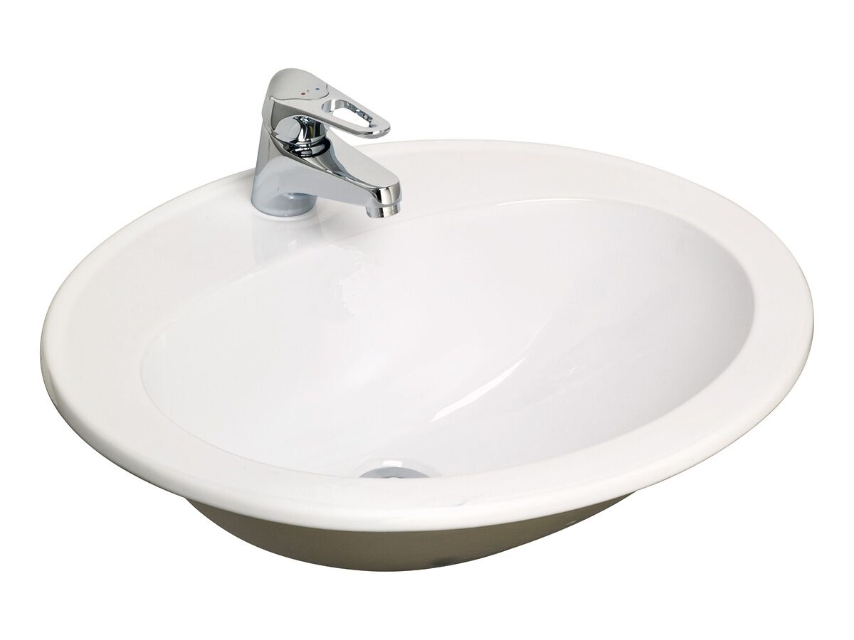 Base Vanity Basin with Front Overflow 1 Taphole 540 x 445mm White from