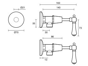 Kado Era Washing Machine Stops Lever Porcelain Handle