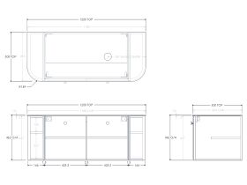 Technical Drawing - Kado Era 12mm Durasein Top Double Curve All Door 1200mm Wall Hung Vanity with Right Hand Basin