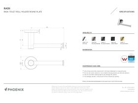 Specification Sheet - Phoenix Radii Toilet Roll Holder Round Plate