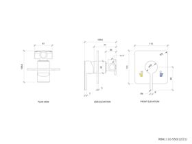 RBA Shower Mixer Square Care Plate Oken Handle