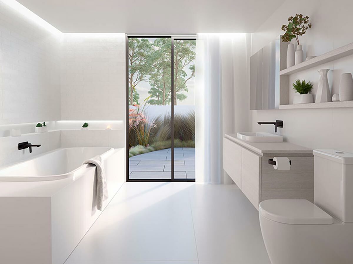 Caroma Urbane 1675 Island Bath Rectangular Oval Acrylic White