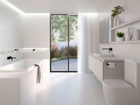 Caroma Urbane 1675 Island Bath Rectangular Oval Acrylic White