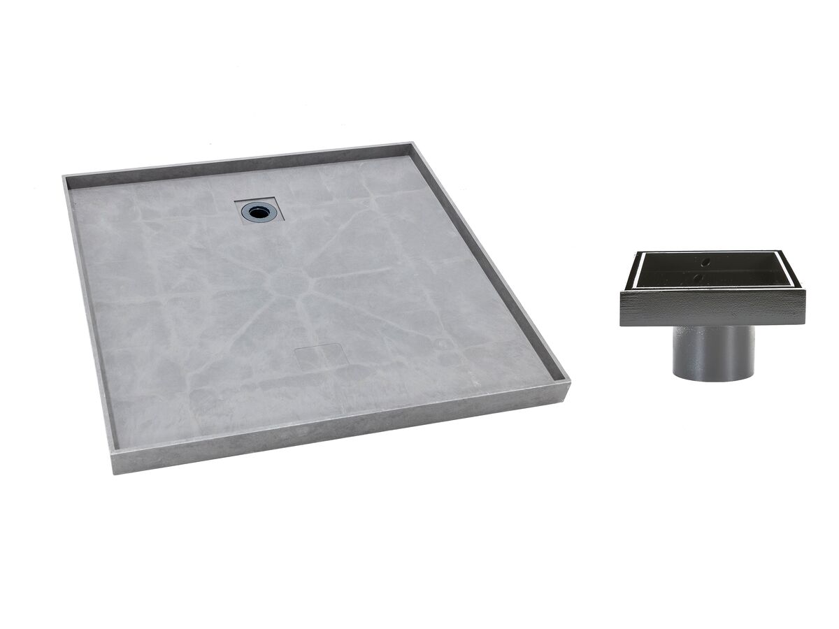 Posh Solus Tile Over Shower Tray with Rear Matte Black Tile Insert Waste 900mm x 900mm