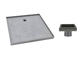 Posh Solus Tile Over Shower Tray with Rear Matte Black Tile Insert Waste 900mm x 900mm