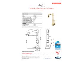 Specification Sheet - Milli Voir English Basin Mixer Lever Handle Brass Gold (5 Star)