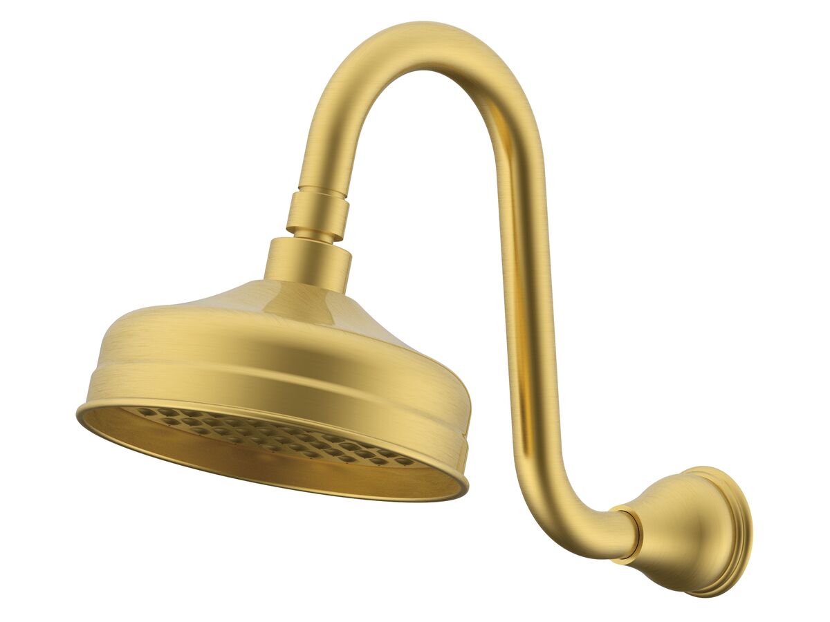 Milli Monument Edit Gooseneck Shower Arm & Rose Brushed Gold (3 Star