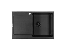 Memo Freya Single Bowl Sink 1 Taphole Right Hand Bowl with Drainer Granite Black