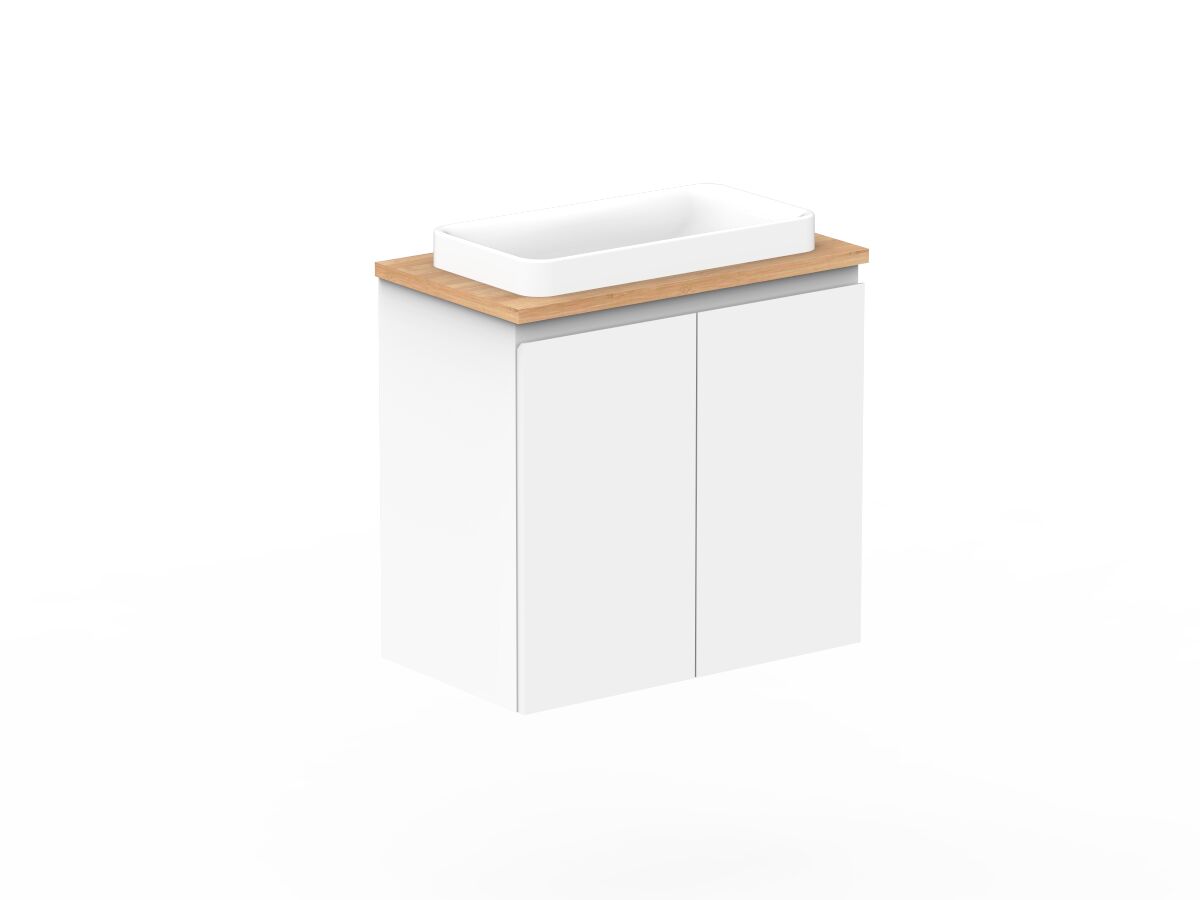 Posh Domaine 600mm Ensuite Wall Hung Vanity Unit Bamboo Top (no basin