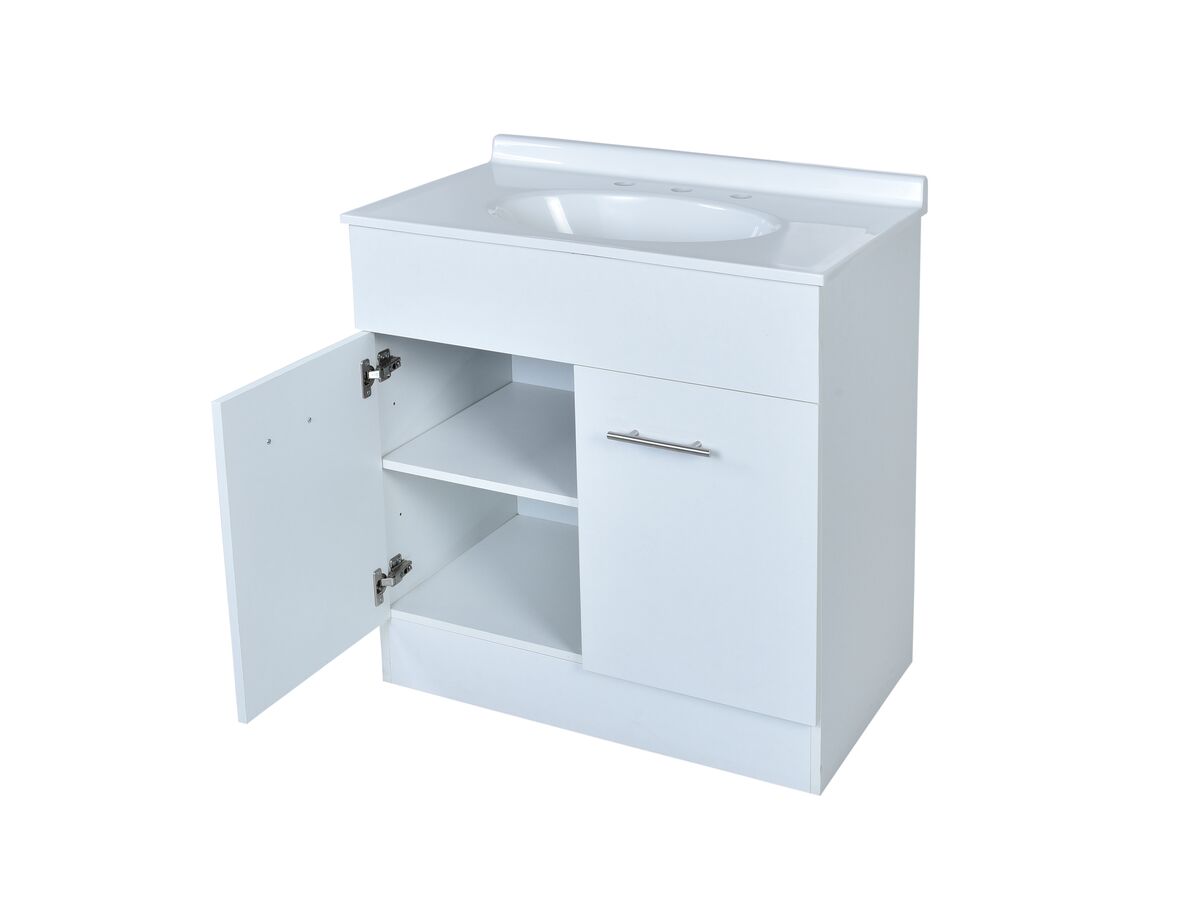 Base 2 Door Vanity Unit with Kick 3 Tapholes 760mm White from Reece