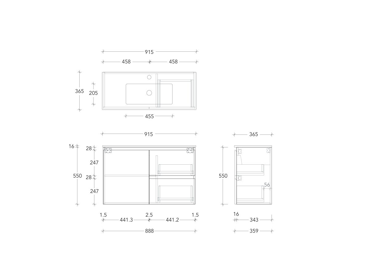 Posh Domaine 900mm Ensuite Wall Hung Vanity Unit Ceramic Top from Reece