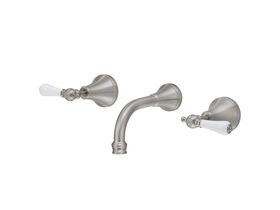 Kado Era Wall Bath Set 150mm Lever Porcelain Handle Brushed Nickel