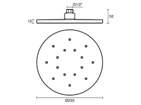 Technical Drawing - Milli Marq Edit Overhead Shower 250mm (3 Star)