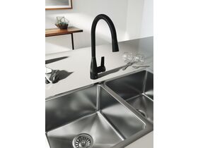 Memo Sia Sensor Gooseneck Sink Mixer Tap Dual Function Right Hand Lever Matte Black (4 Star)