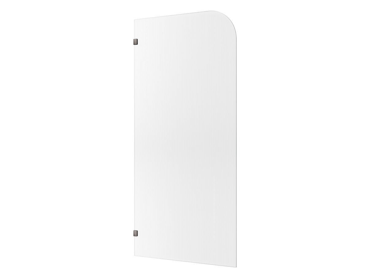 Hero - Kado Lux Frameless Curved Left Fluted Panel with Wall Clips 1000mm Brushed Gunmetal