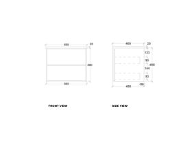 Kado Aspect Wall Hung Vanity Unit 600mm 2 Drawer Corian 20mm Top