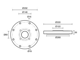 Dimax Mild Steel Offtake Flange PN16 B7 (B5) Fusion Coated DN 200mm x DN 80mm Central Offtake Complete with 4 x High Tensile Grade 8.8 M16 Studs, Nuts And Washers