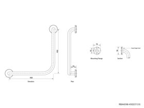 RBA Grab Rail Ambulant 90 Degree Stainless Steel Polished