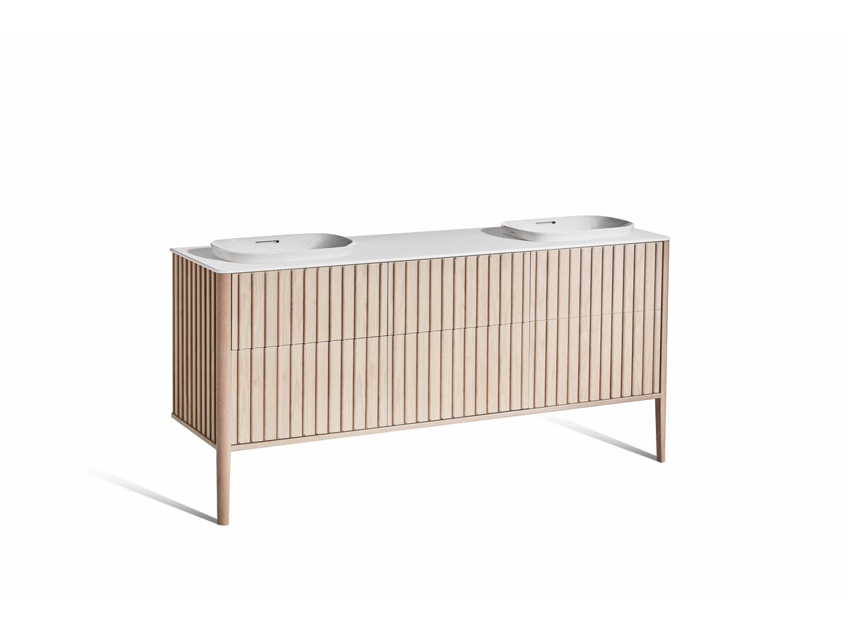 ISSY Cloud II 1800mm x 500mm x 860mm Vanity Unit with Legs 6 Touch Latch Drawers Semi Inset (No Basin)
