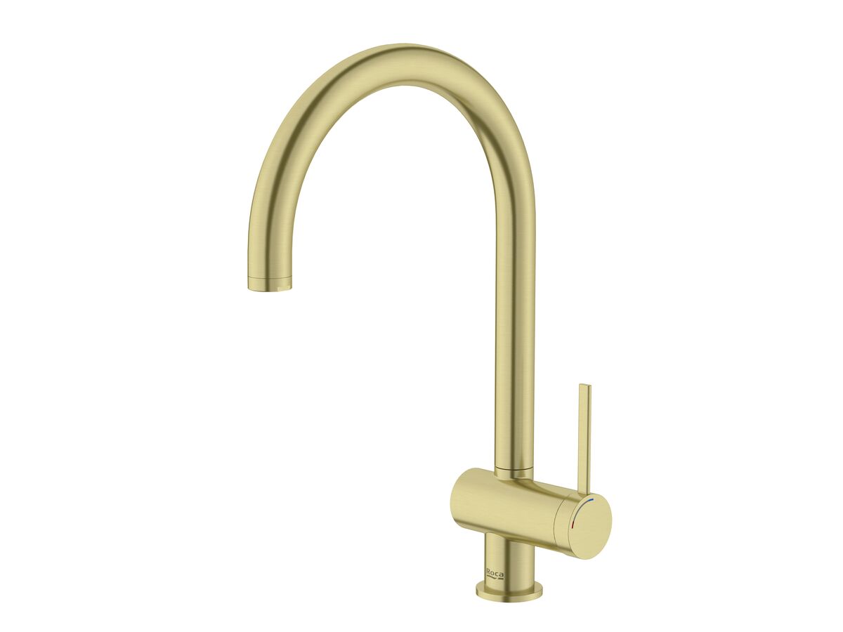Roca Ona Gooseneck Sink Mixer Tap Brushed Brass (5 Star)