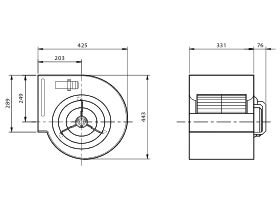 Technical Drawing - Kruger Centrifugal Fan KDD10/10 750W4P-1 3S