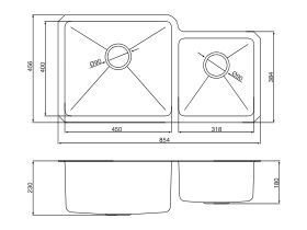 AFA Cubeline 1 3/4 Bowl Undermount Sink No Taphole 854mm Stainless Steel