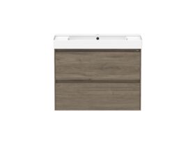Roca Ona Vanity All Drawer Twin Centre Bowl 800mm Dark Elm