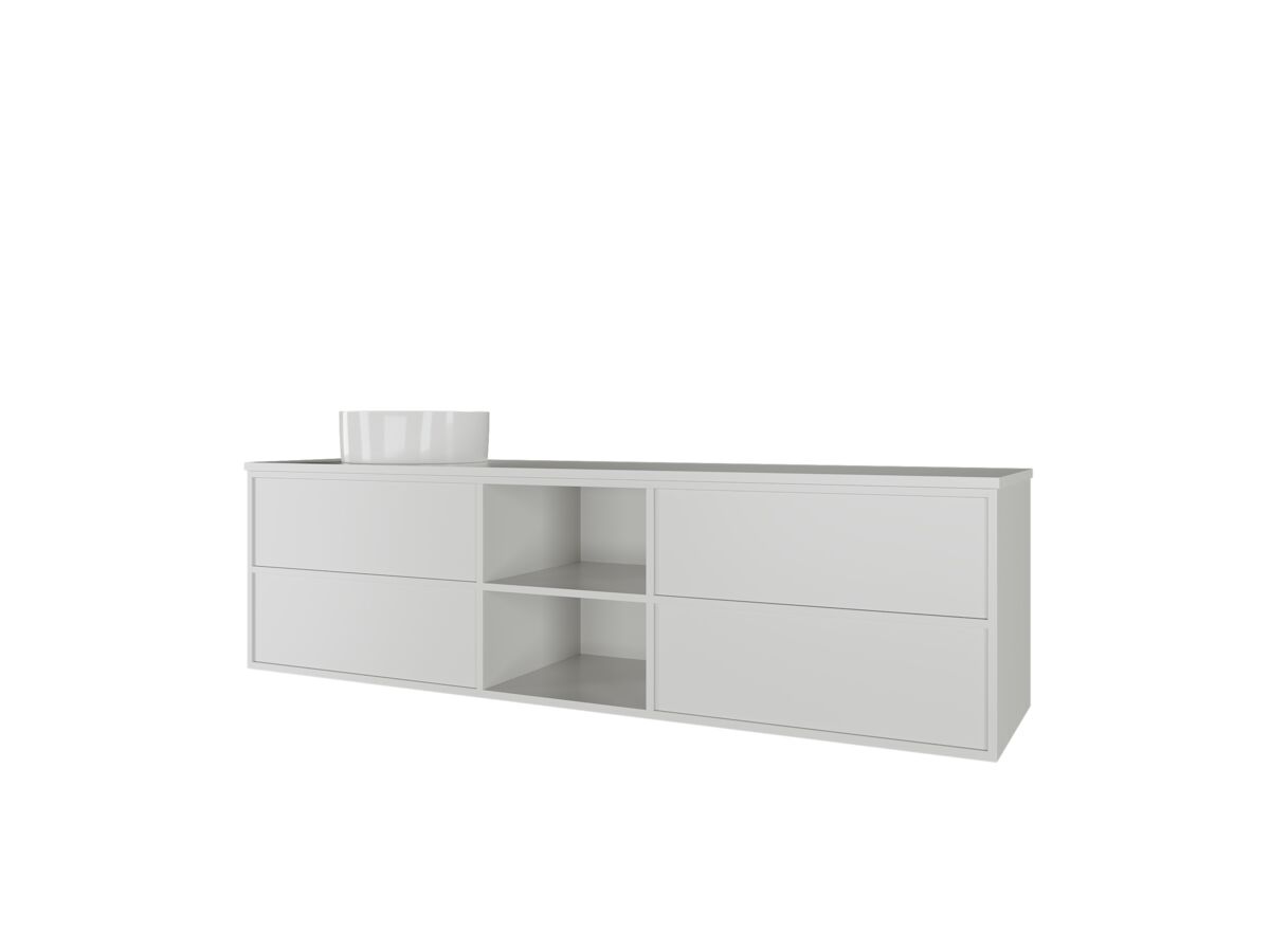 Kado Aspect 1800mm Wall Hung Vanity Unit with Shelf Single Bowl Thin Caesarstone Top